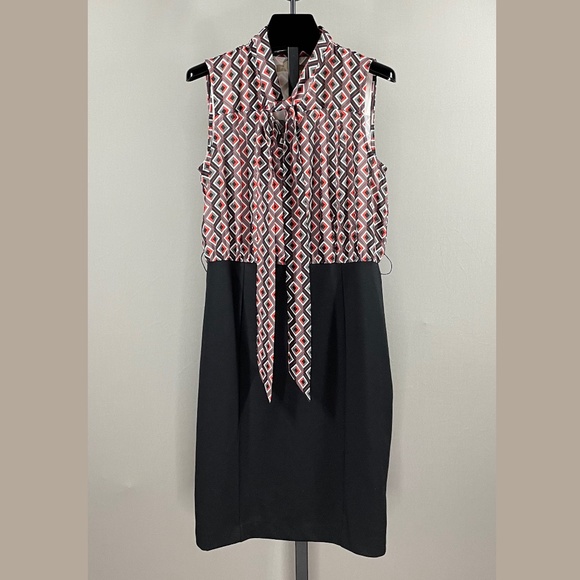 Banana Republic Dresses & Skirts - NEW! BANANA REPUBLIC BLACK GRAY RED GEOMETRIC BLOUSON DRESS! WOMENS 8!